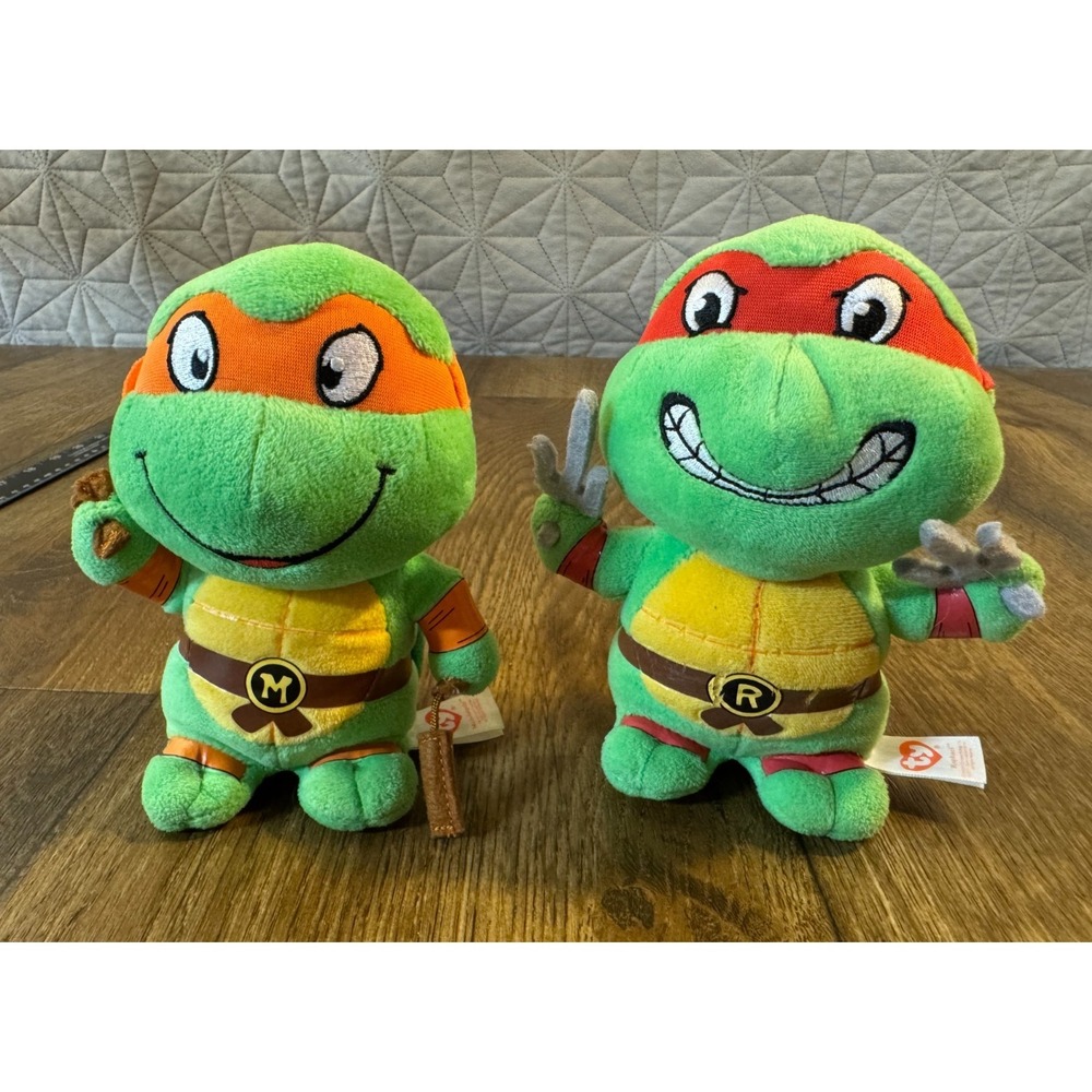 TY Teenage Mutant Ninja Turtles TMNT Plush Toy Lot Michaelangelo Raphael 2017